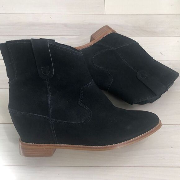 Carlos by Carlos Santana Black Rowen Ankle Boots Block Heels Black Size 8.5 - Picture 3 of 6